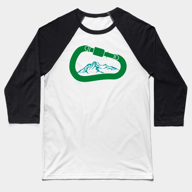 Mountains And Hook Baseball T-Shirt by Climbinghub